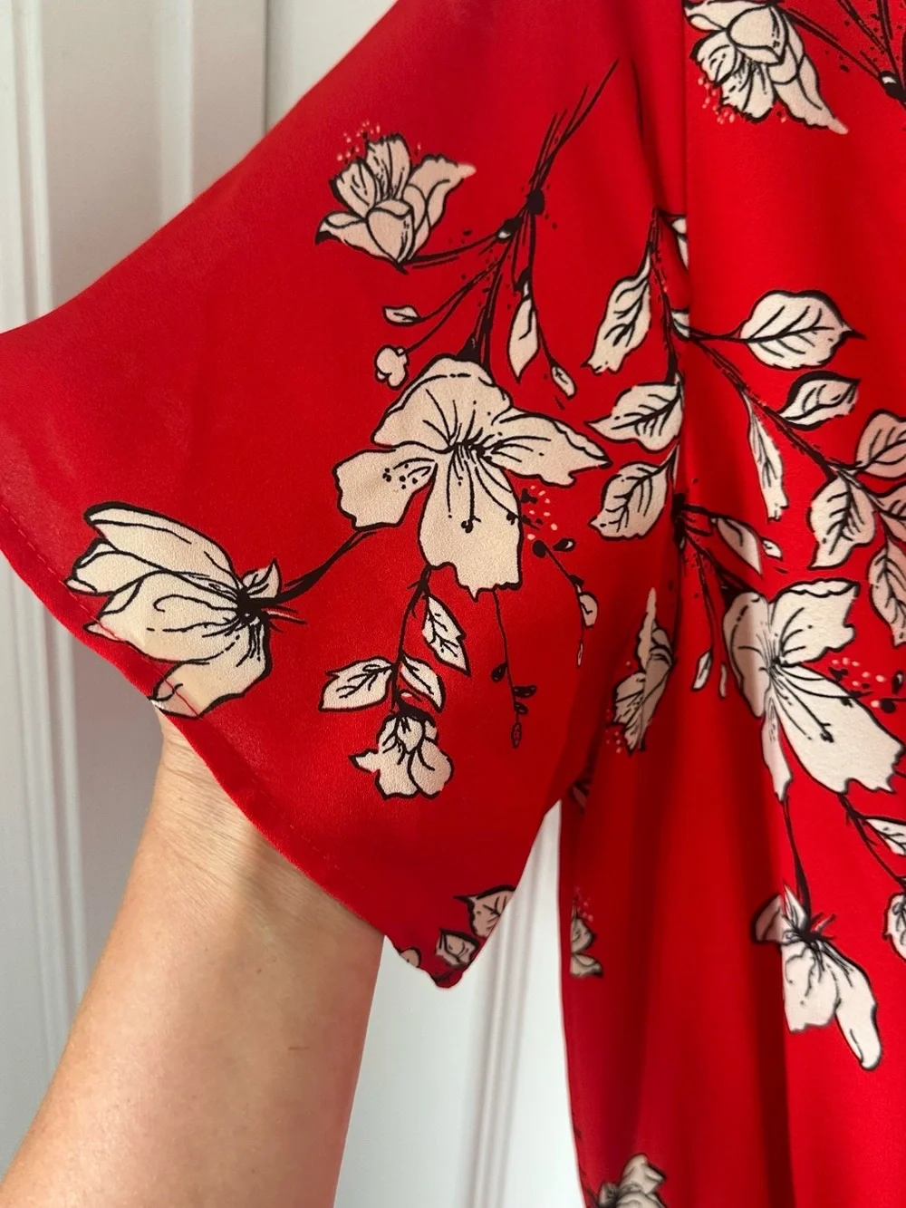 Sienna Sky Red Floral Wrap Dress with Tie Waist